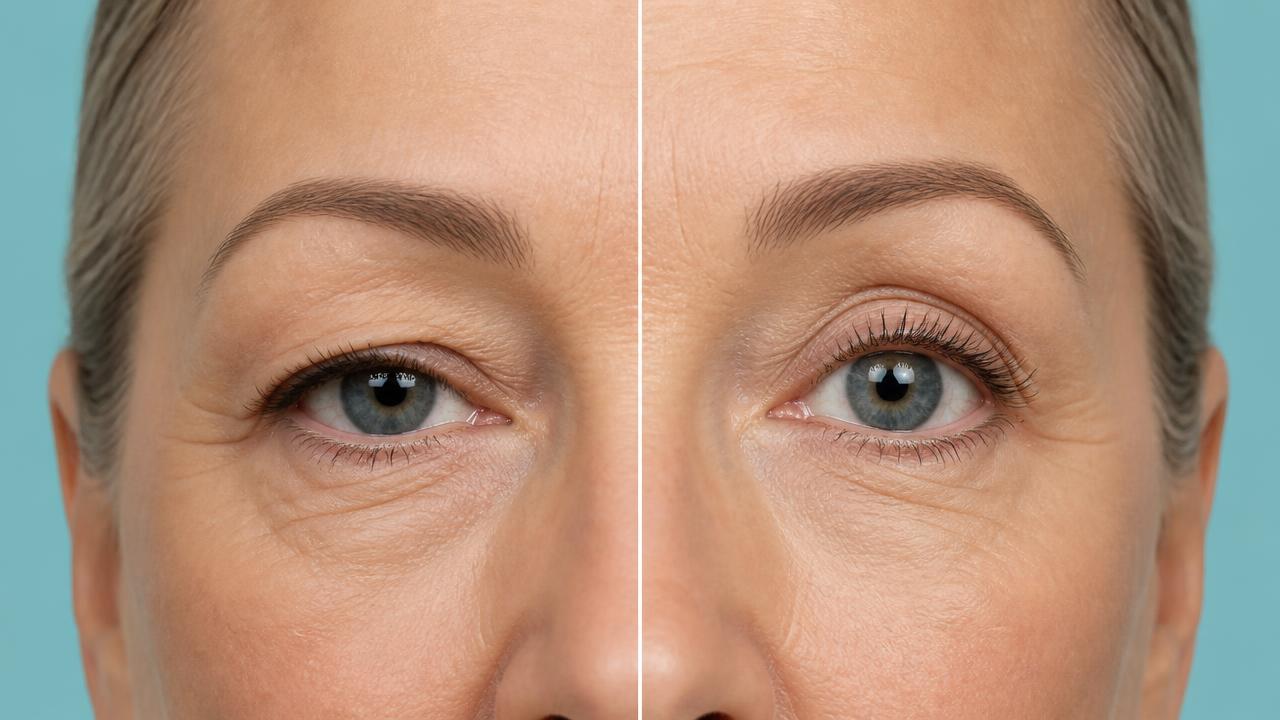 Close-up of a woman's eyes after using Dream Look Instant Eye Lift, with a visibly lifted upper eyelid